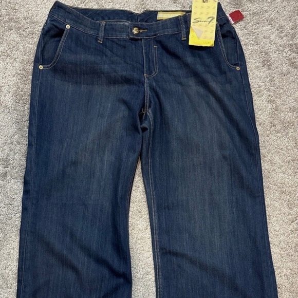 Seven7 Blue Flare Wide Leg Jeans Premium Denim - Picture 1 of 8